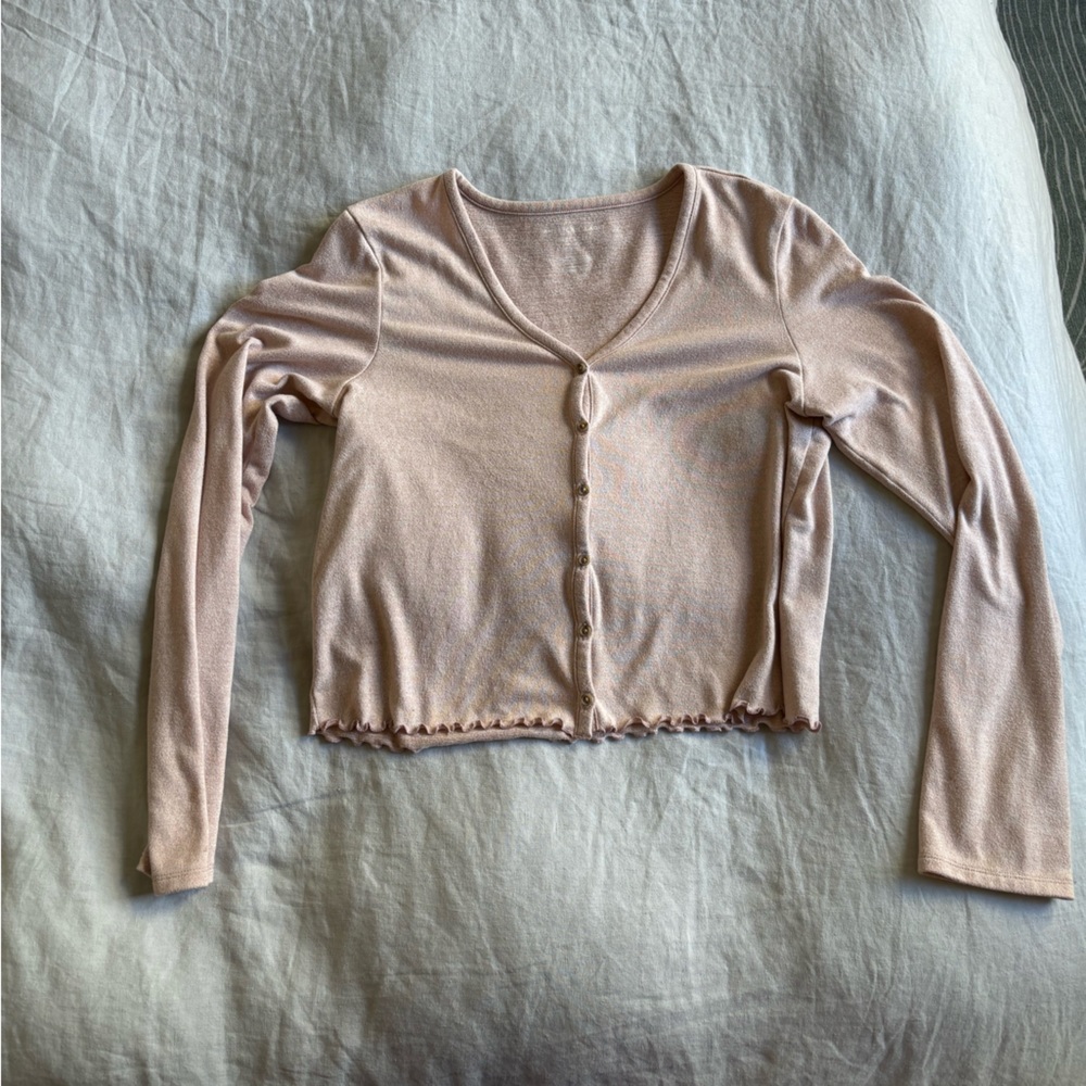 American Eagle Super Soft Cropped Button Down Sweater - Size Large